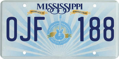 MS license plate OJF188