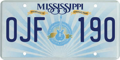 MS license plate OJF190