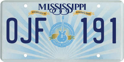 MS license plate OJF191