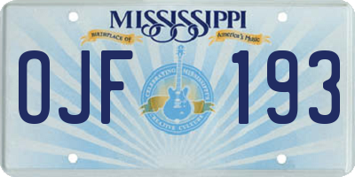 MS license plate OJF193