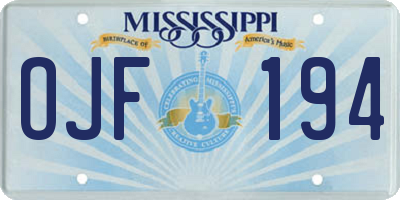 MS license plate OJF194