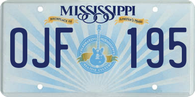 MS license plate OJF195
