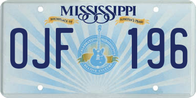 MS license plate OJF196