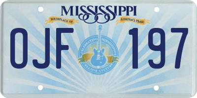 MS license plate OJF197