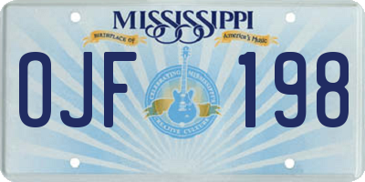 MS license plate OJF198