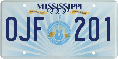 MS license plate OJF201