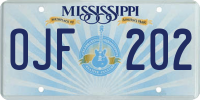 MS license plate OJF202