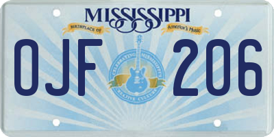 MS license plate OJF206