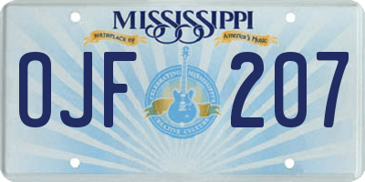 MS license plate OJF207