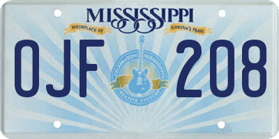 MS license plate OJF208