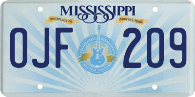 MS license plate OJF209