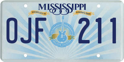 MS license plate OJF211
