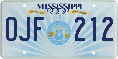 MS license plate OJF212
