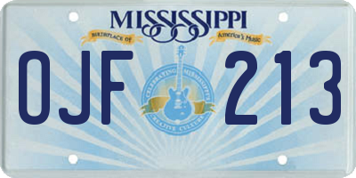 MS license plate OJF213