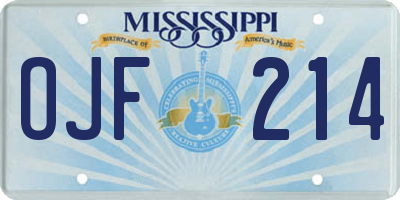 MS license plate OJF214