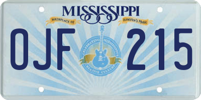 MS license plate OJF215