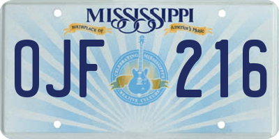 MS license plate OJF216