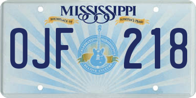 MS license plate OJF218