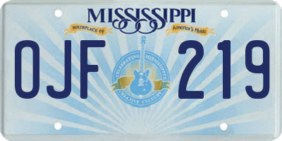 MS license plate OJF219