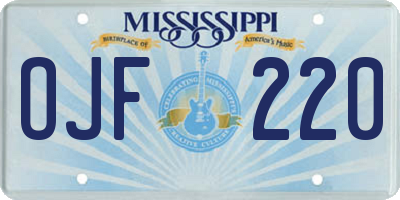 MS license plate OJF220
