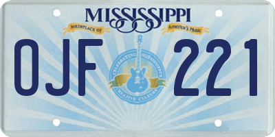 MS license plate OJF221