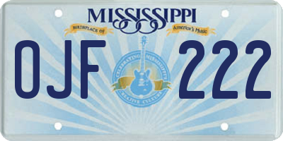MS license plate OJF222
