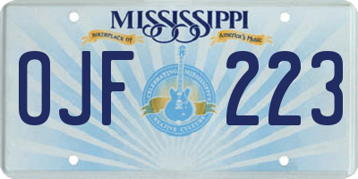MS license plate OJF223