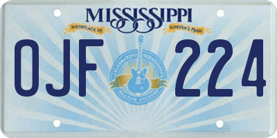 MS license plate OJF224