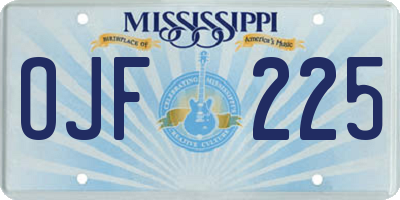 MS license plate OJF225