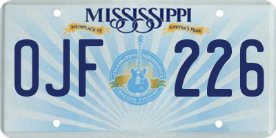 MS license plate OJF226