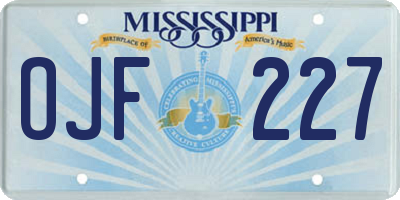 MS license plate OJF227