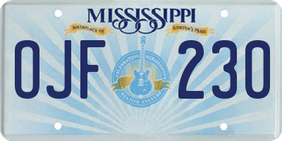 MS license plate OJF230