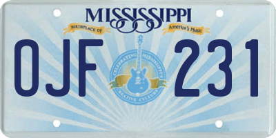 MS license plate OJF231