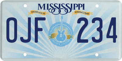 MS license plate OJF234