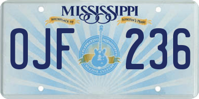 MS license plate OJF236
