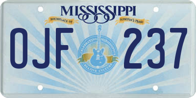 MS license plate OJF237