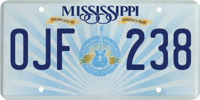MS license plate OJF238