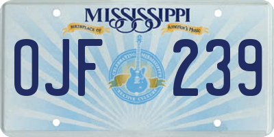 MS license plate OJF239