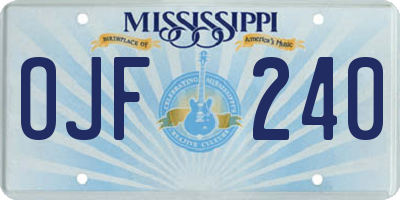 MS license plate OJF240