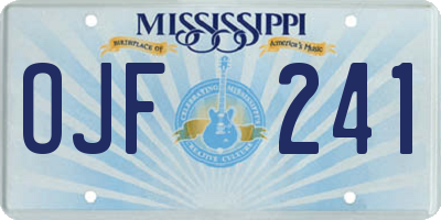 MS license plate OJF241