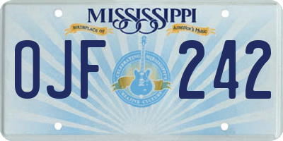 MS license plate OJF242