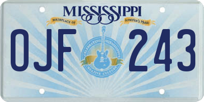 MS license plate OJF243