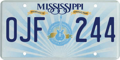 MS license plate OJF244