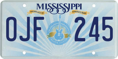 MS license plate OJF245