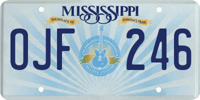 MS license plate OJF246