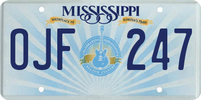 MS license plate OJF247