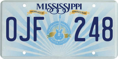 MS license plate OJF248