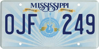 MS license plate OJF249