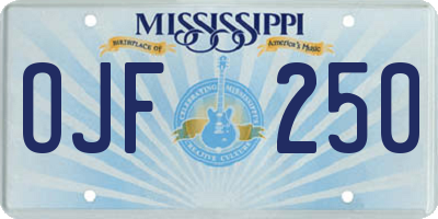MS license plate OJF250