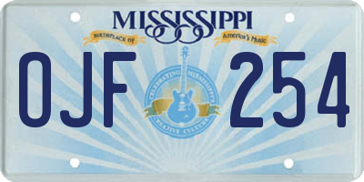MS license plate OJF254